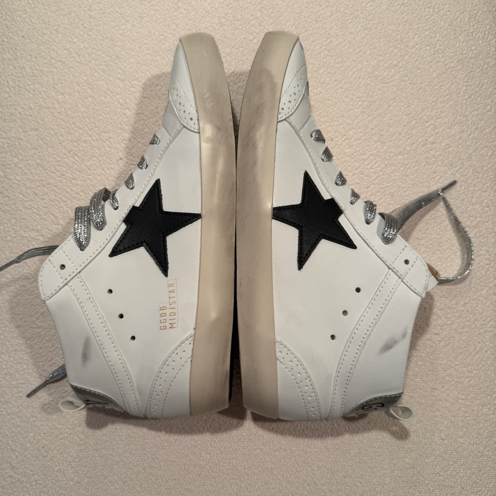 Golden Goose White and Black Sneakers